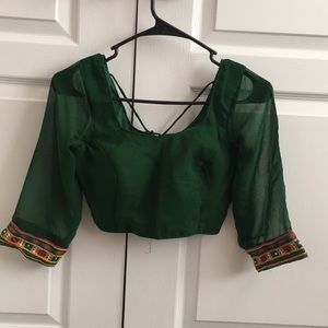Bottle green choli/top saree/lehenga blouse